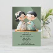 Schattige Japanse huwelijksuitnodiging Kaart (Staand voorkant)