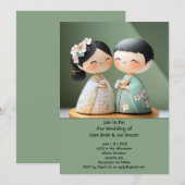 Schattige Japanse huwelijksuitnodiging Kaart (Voorkant / Achterkant)