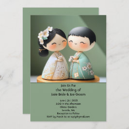 Schattige Japanse huwelijksuitnodiging Kaart