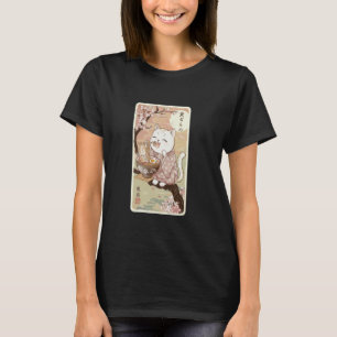 Schattige Japanse Kat Ramen Kersenbloesem Esthetis T-shirt