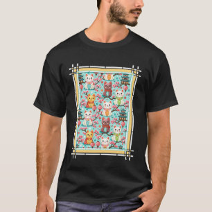 Schattige Japanse Katten in een Bloementuin T-shirt