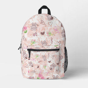 Schattige Japanse Kawaii Konijn en Roze Gingham Ge Bedrukte Rugzak
