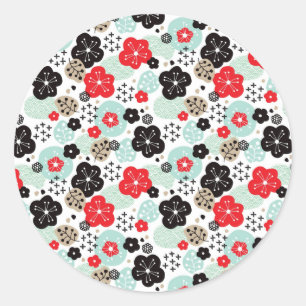 Schattige Japanse patronen ontwerp Ronde Sticker