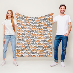 Schattige Japanse Shiba Inu-hond Cartoon Doodle Fleece Deken