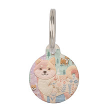 Schattige Japanse Shiba Inu Patchwork Bloemmotief