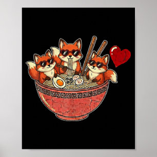Schattige Japanse vos ramen noedels anime valentij Poster