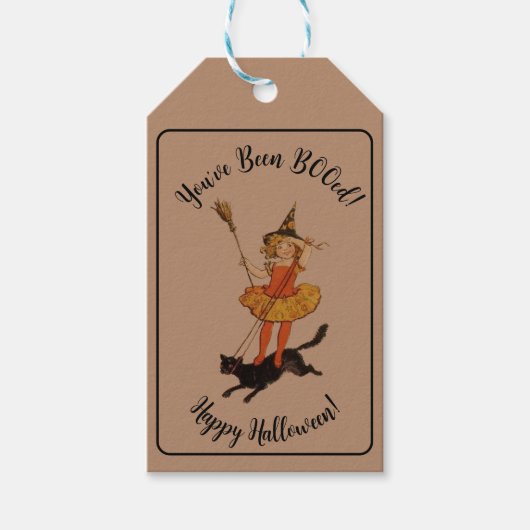 Schattige Je bent BOOed Halloween Black Cat Cadeaulabel (Voorkant)