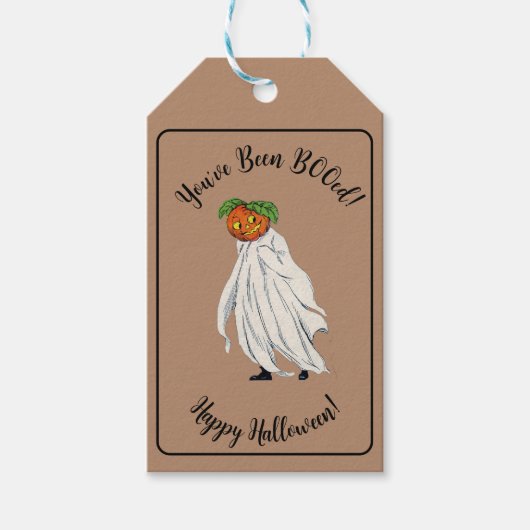 Schattige Je bent BOOed Halloween pompoen geest Cadeaulabel (Voorkant)