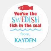 Schattige Je bent de Zweeds Vis Valentijnsdag Ronde Sticker (Voorkant)