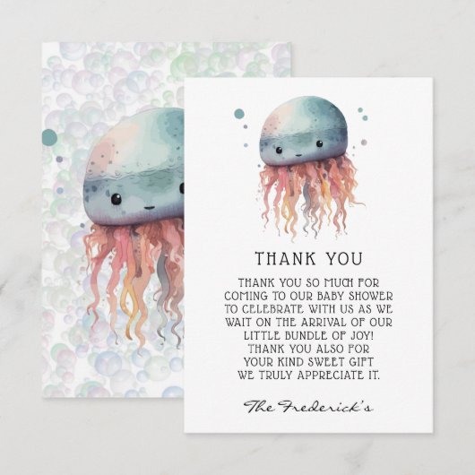Schattige Jellyfish Neutral Baby shower Dank je ka Bedankkaart (Voorkant / Achterkant)