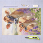 Schattige Jersey Koe en Kalf Wildflower Decoupage Tissuepapier (Craft)