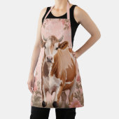 Schattige Jersey Koe Roze Bloemen Schort (Insitu)