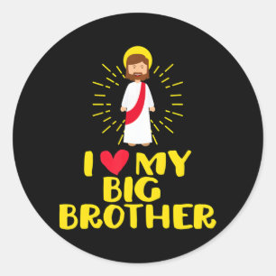 Schattige Jezus Christus Ik hou van mijn grote bro Ronde Sticker