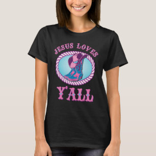Schattige Jezus houdt van jullie Cowgirl christen T-shirt