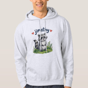 Schattige Jimothy Wasbeer in de Tuin met Harten Hoodie