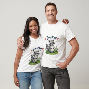 Schattige Jimothy Wasbeer in de Tuin met Hartjes T-shirt