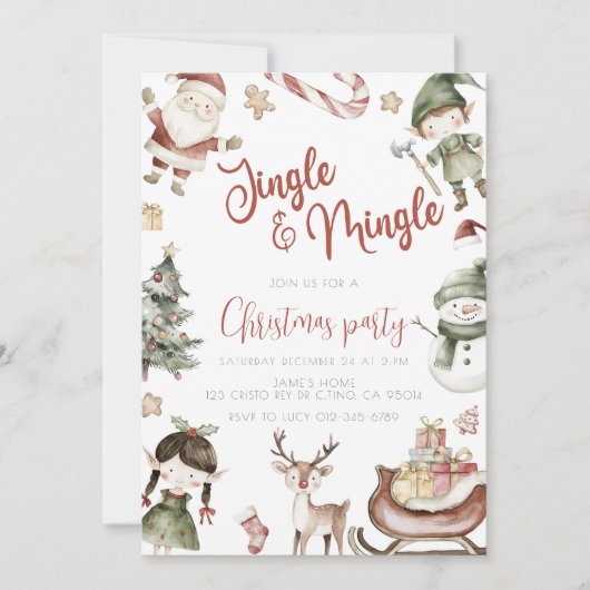 Schattige Jingle & Mingle Kerstfeest Kaart (Voorkant)