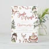 Schattige Jingle & Mingle Kerstfeest Kaart (Staand voorkant)
