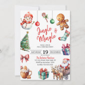 Schattige Jingle & Mingle Kerstfeest Kaart (Voorkant)