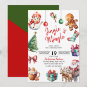 Schattige Jingle & Mingle Kerstfeest Kaart (Voorkant / Achterkant)