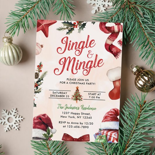 Schattige Jingle & Mingle Kerstfeest Kaart