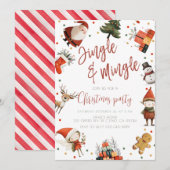 Schattige Jingle & Mingle Kerstfeest Kaart (Voorkant / Achterkant)