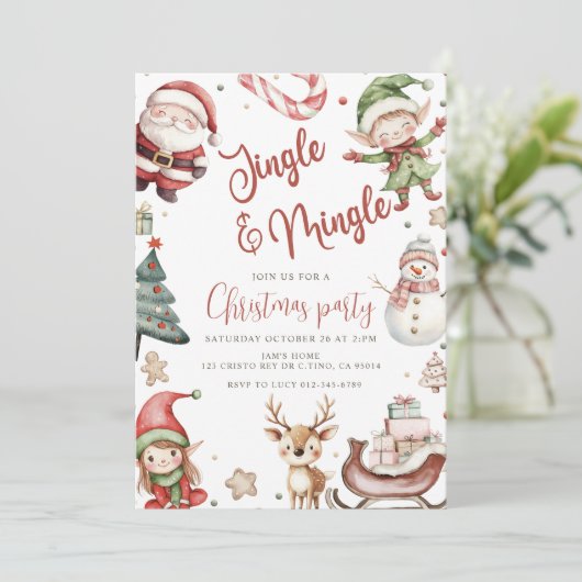 Schattige Jingle & Mingle Kerstfeest Kaart (Staand voorkant)