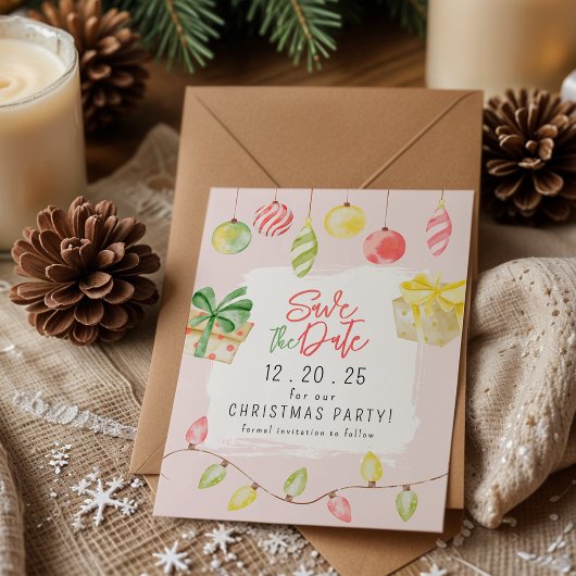 Schattige Jingle & Mingle Roze Kerstfeest Save The Date