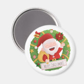 Schattige jolige kerstman Kerstkrans magneet (Voorkant / Achterkant)