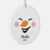 Schattige, Jolly Snowman Gepersonaliseerde Naam, J Keramisch Ornament (Rechts)