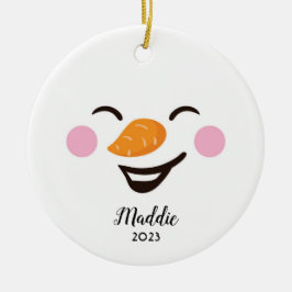 Schattige, Jolly Snowman Gepersonaliseerde Naam, J Keramisch Ornament
