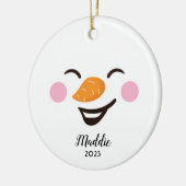 Schattige, Jolly Snowman Gepersonaliseerde Naam, J Keramisch Ornament (Links)