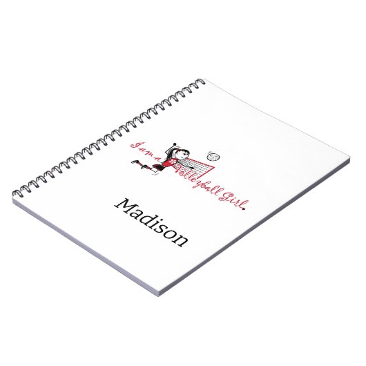 Schattige jong meisje volleybal Notitieboek (Linkerzijde)