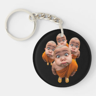 Schattige Jonge Monnik Minimalistische Oranje Gewa Sleutelhanger
