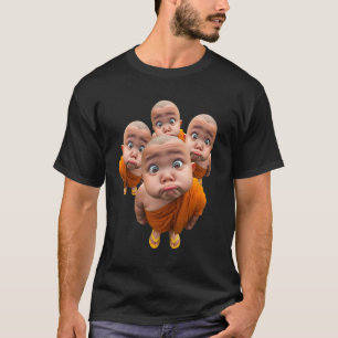 Schattige Jonge Monnik Minimalistische Oranje Robe T-shirt