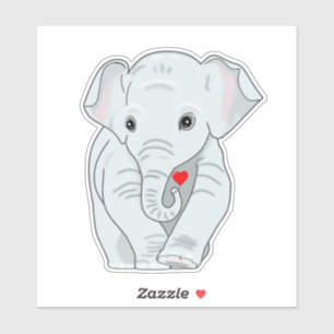 Schattige jonge olifant met hart sticker