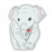 Schattige jonge olifant met hart sticker (Voorkant)