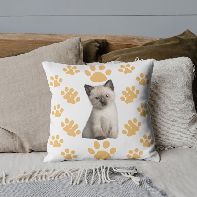 Schattige jonge Siamese kat Wit Beige Persoonlijk Kussen (Creator heeft geüpload)