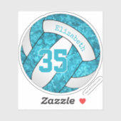 schattige jonge turquoise - blauwe volleybal sticker (Vel)