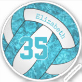 schattige jonge turquoise - blauwe volleybal sticker (Voorkant)