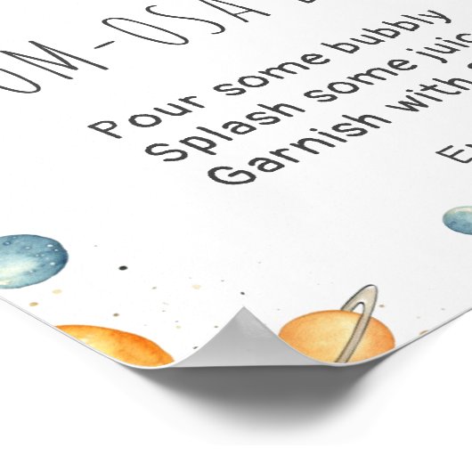 Schattige jongen astronaut ruimte baby shower post poster (Hoek)