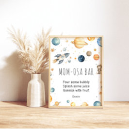 Schattige jongen astronaut ruimte baby shower post poster