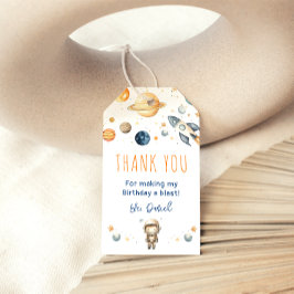 Schattige Jongen Astronaut Ruimte Verjaardagscadea Cadeaulabel