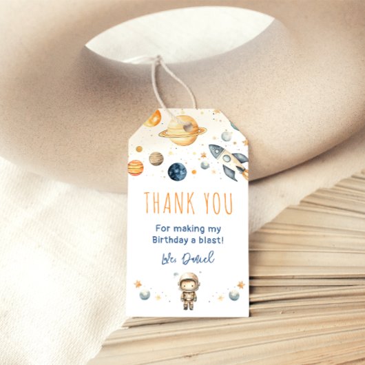 Schattige Jongen Astronaut Ruimte Verjaardagscadea Cadeaulabel