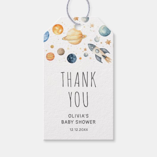 Schattige Jongen Astronaut Space Baby shower Gift Cadeaulabel (Voorkant)