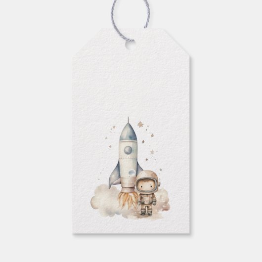 Schattige Jongen Astronaut Space Baby shower Gift Cadeaulabel (Achterkant)