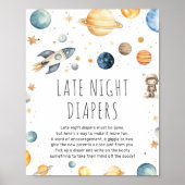 Schattige Jongen Astronaut Space Baby shower Poste Poster (Voorkant)