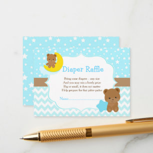 Schattige Jongen Beren Luier Raffle Informatiekaartje