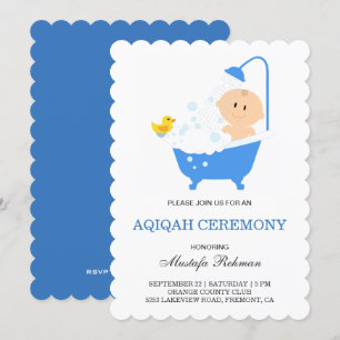 Schattige Jongen Bubbelbad Aqiqah Kaart