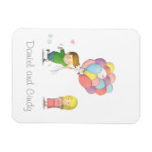 Schattige jongen deelt zijn liefde voor meisje met magneet (Horizontaal)